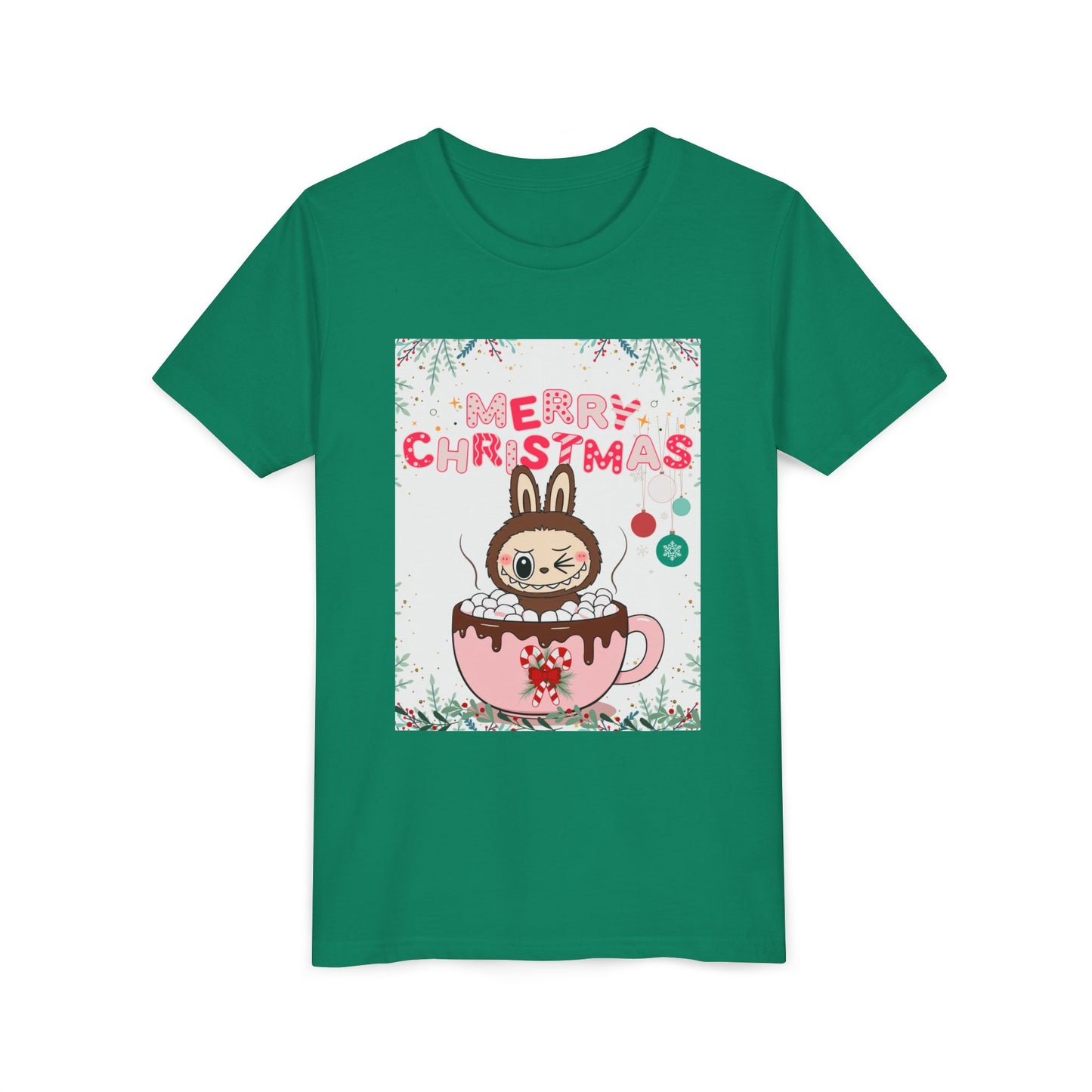 Christmas Bunny Youth Tee, Merry Christmas Shirt, Cute Holiday T-Shirt, Kids Christmas Apparel, Festive Youth Shirt