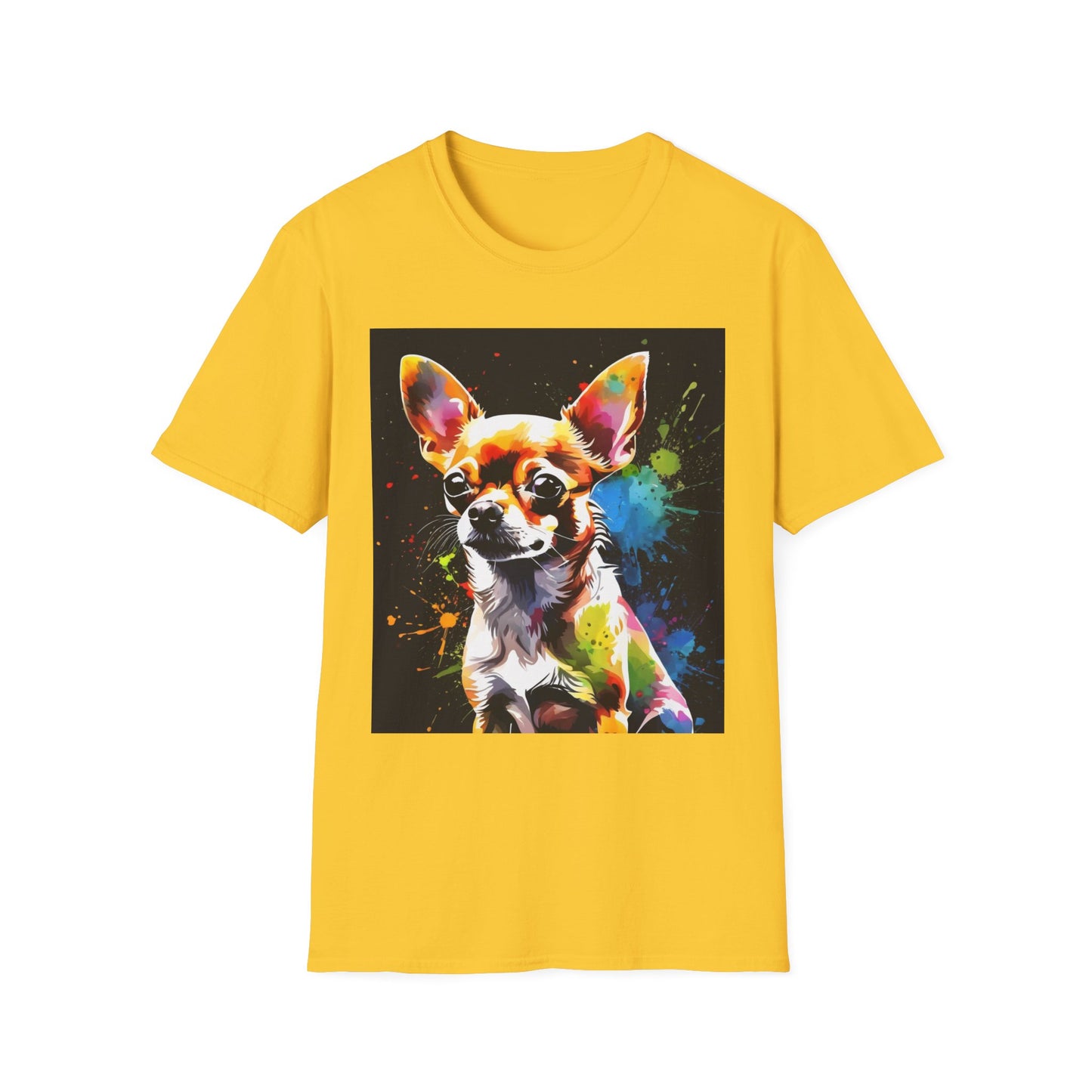 Colorful Chihuahua Art T-Shirt, Pet Lover Gift, Animal Lover Tee, Casual Wear, Unique Dog T-Shirt, Dog Mom Gift