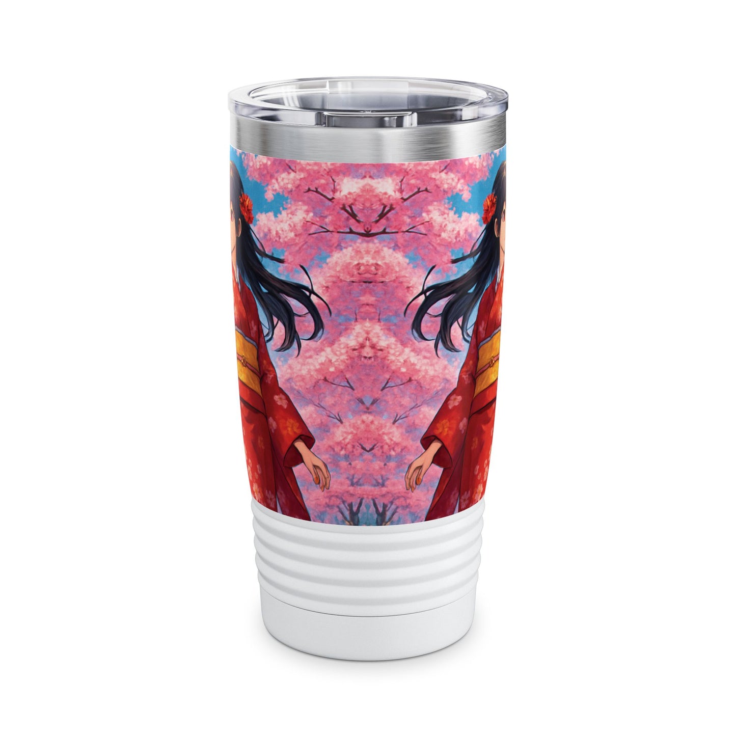 Cherry Blossom Ringneck Tumbler, 20oz | Stylish Travel Mug for Tea Lovers, Sakura Decor, Gift for Her, Cosplay Accessory, Japanese Culture