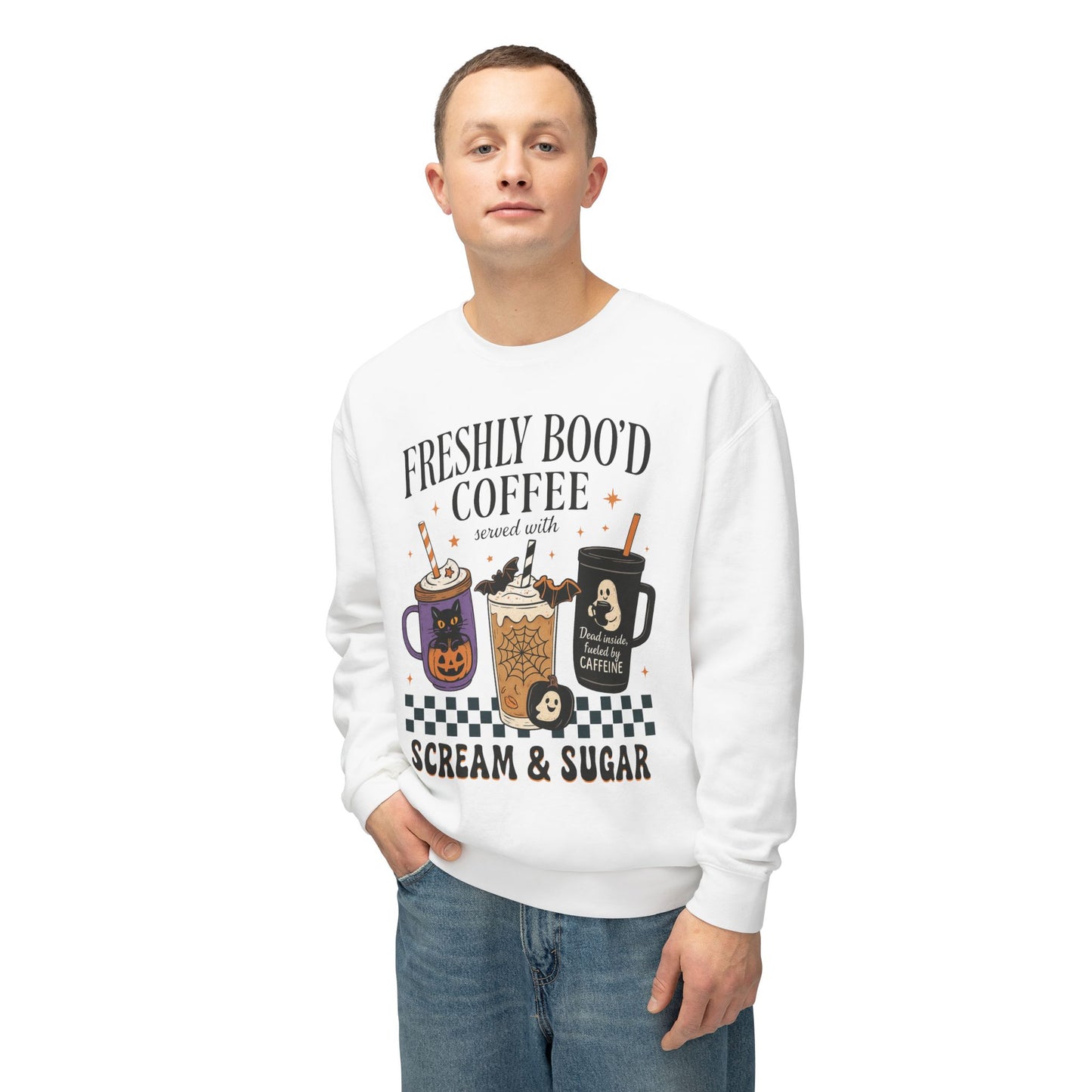 Halloween Coffee Sweatshirt, Unisex Halloween Crewneck, Scream & Sugar Sweater, Gift for Coffee Lovers, Fall Fashion