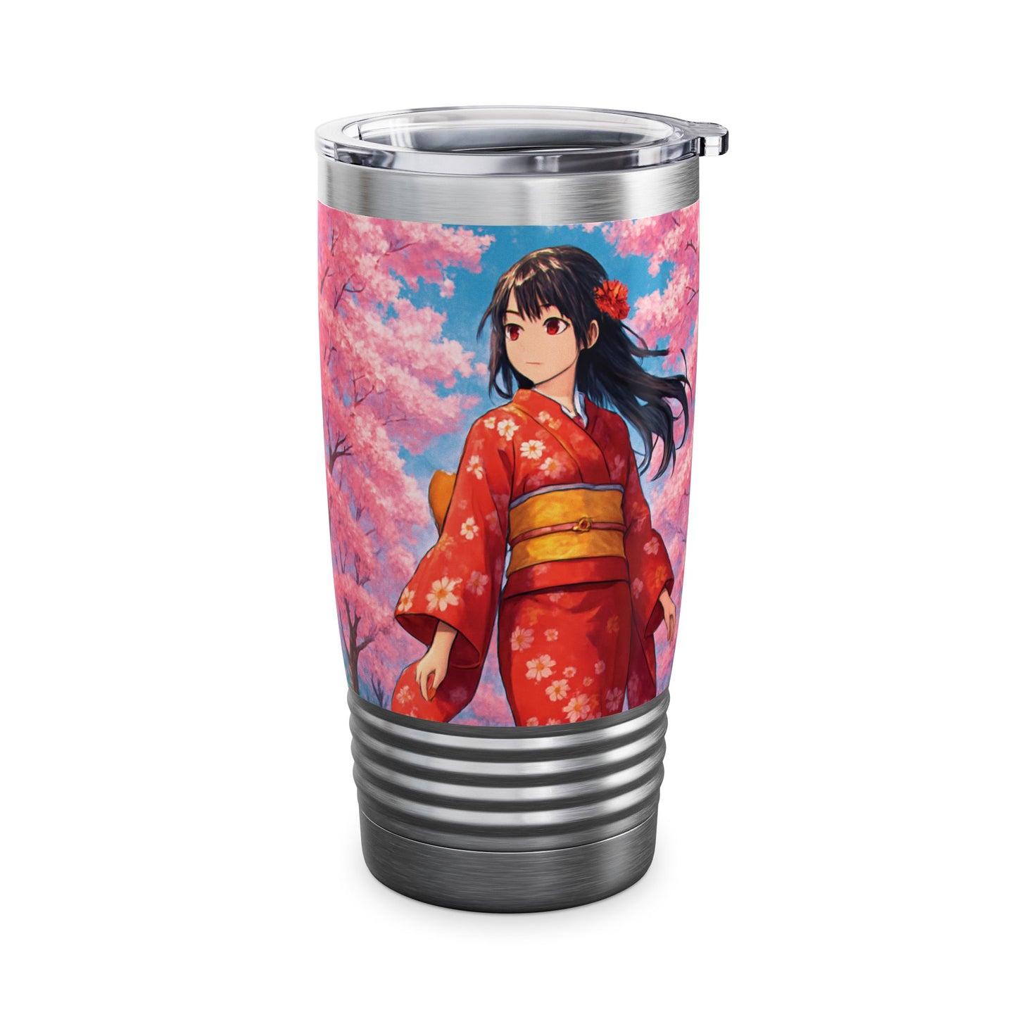 Cherry Blossom Ringneck Tumbler, 20oz | Stylish Travel Mug for Tea Lovers, Sakura Decor, Gift for Her, Cosplay Accessory, Japanese Culture