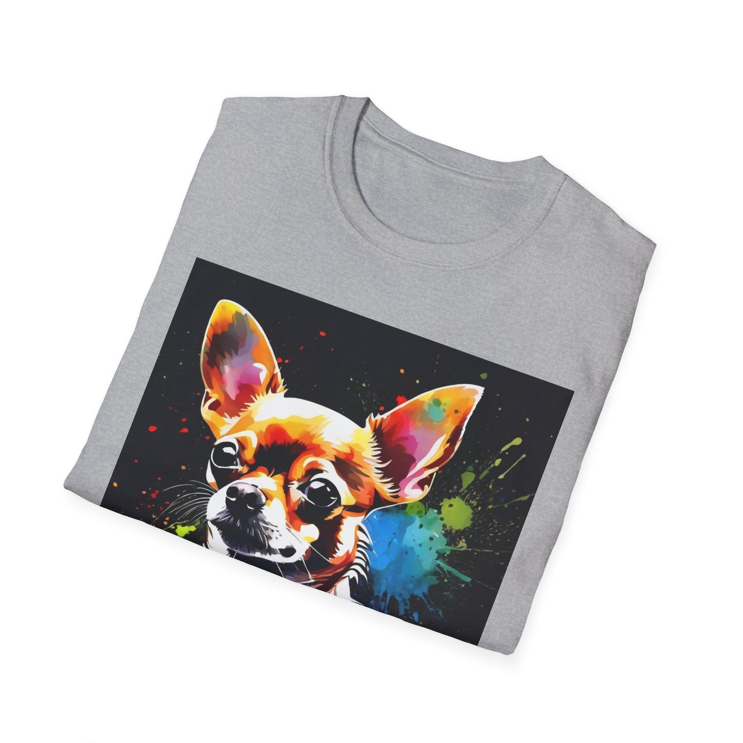 Colorful Chihuahua Art T-Shirt, Pet Lover Gift, Animal Lover Tee, Casual Wear, Unique Dog T-Shirt, Dog Mom Gift