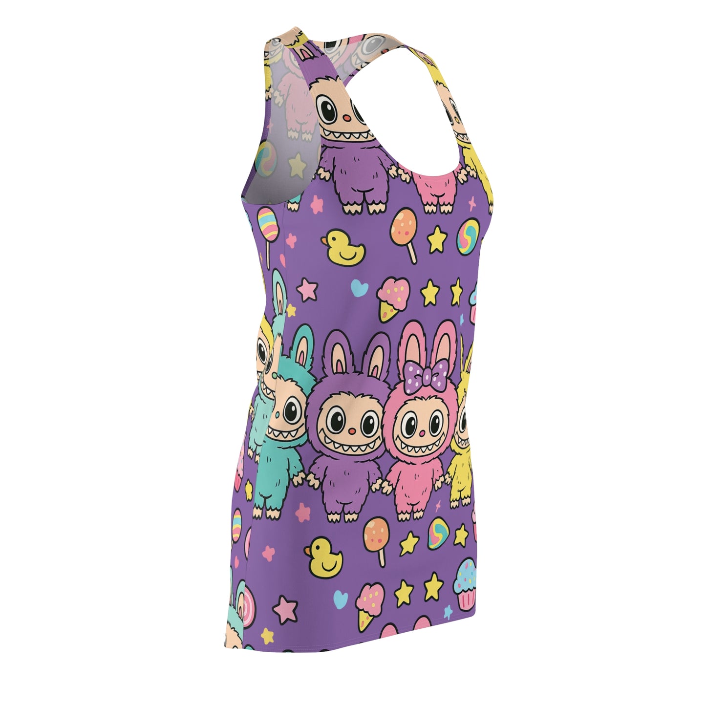 Cute Colorful Bunny Print Racerback Dress, Summer Dress, Casual Dress, Birthday Party Dress, Festival Outfit, Gift for Her
