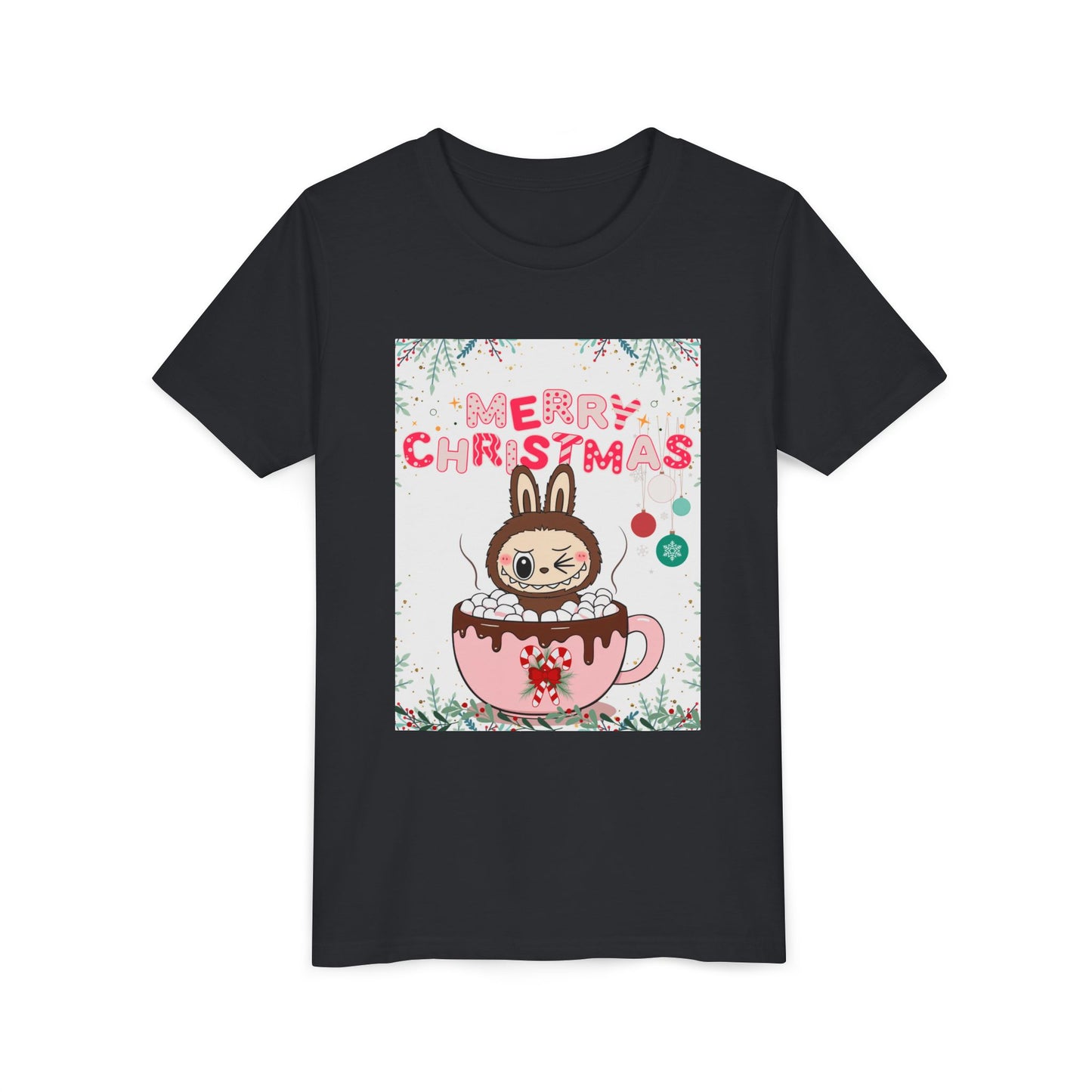 Christmas Bunny Youth Tee, Merry Christmas Shirt, Cute Holiday T-Shirt, Kids Christmas Apparel, Festive Youth Shirt
