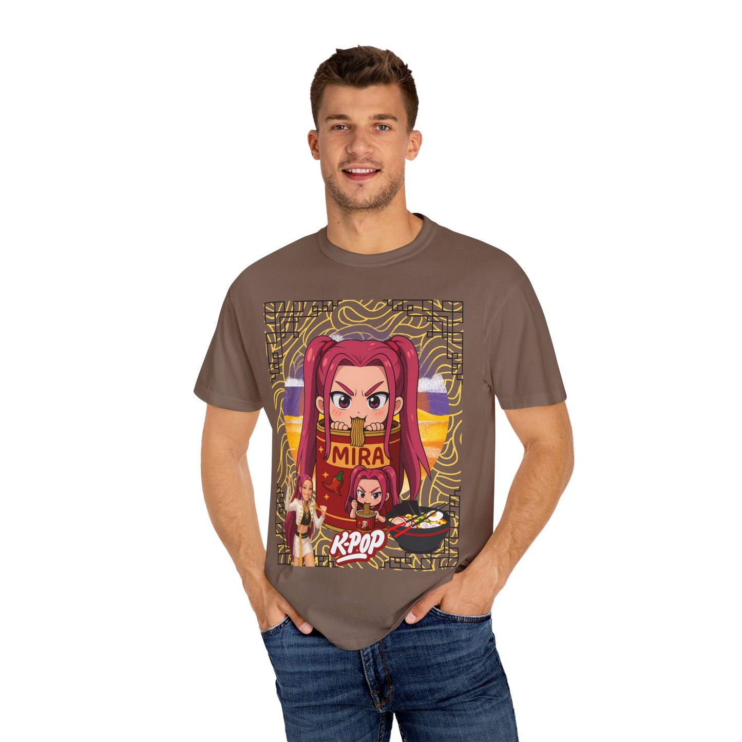 K-Pop Inspired Garment-Dyed T-Shirt, Trendy Streetwear, Anime Fan Apparel, Casual Wear, Gifts for Music Lovers