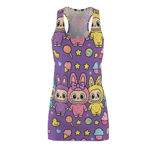 Cute Colorful Bunny Print Racerback Dress, Summer Dress, Casual Dress, Birthday Party Dress, Festival Outfit, Gift for Her