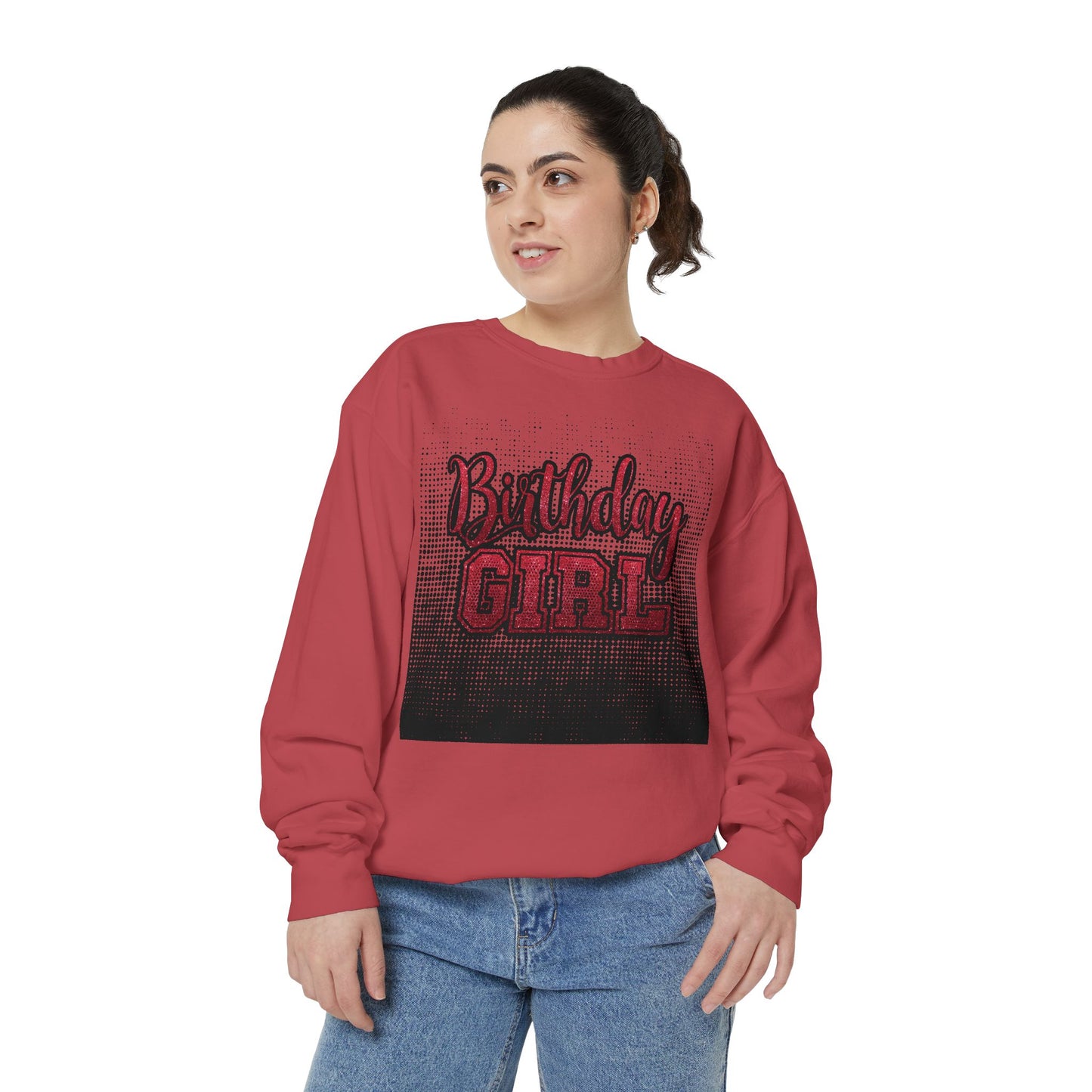 Birthday Girl Sweatshirt, Unisex Garment-Dyed Crewneck, Cozy Gift for Her, Celebration Apparel, Fun Birthday Outfit