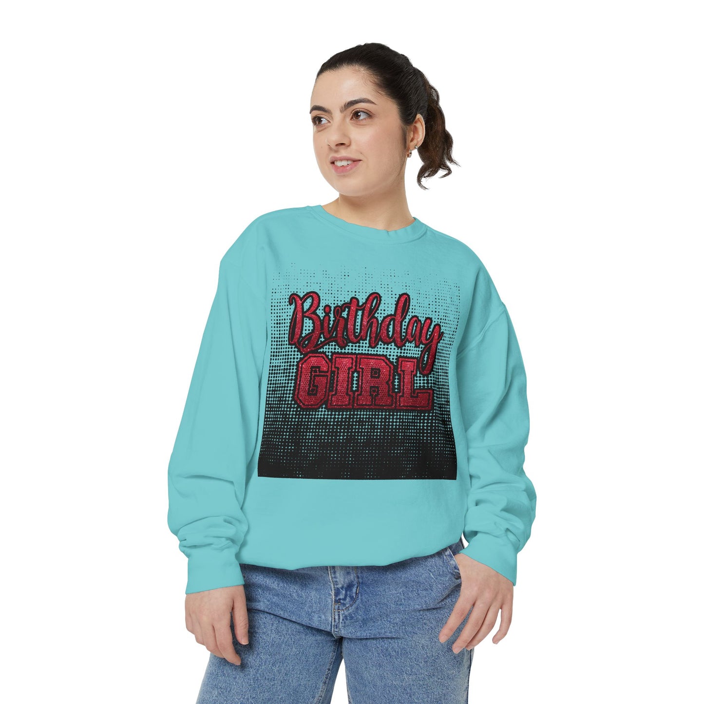 Birthday Girl Sweatshirt, Unisex Garment-Dyed Crewneck, Cozy Gift for Her, Celebration Apparel, Fun Birthday Outfit