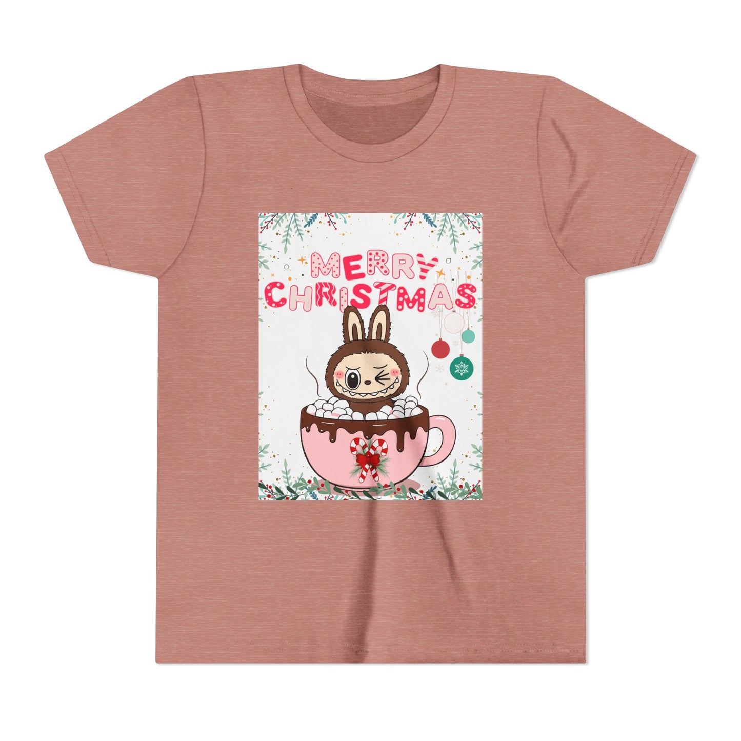 Christmas Bunny Youth Tee, Merry Christmas Shirt, Cute Holiday T-Shirt, Kids Christmas Apparel, Festive Youth Shirt