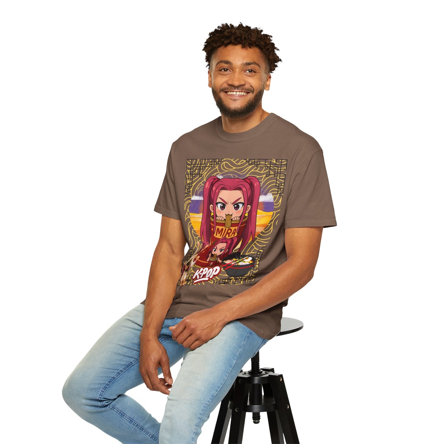 K-Pop Inspired Garment-Dyed T-Shirt, Trendy Streetwear, Anime Fan Apparel, Casual Wear, Gifts for Music Lovers