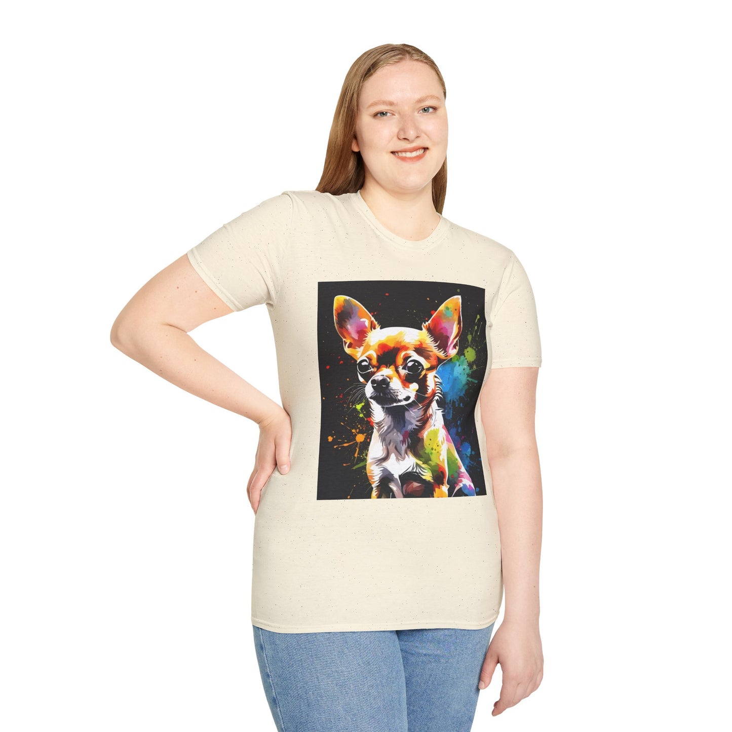 Colorful Chihuahua Art T-Shirt, Pet Lover Gift, Animal Lover Tee, Casual Wear, Unique Dog T-Shirt, Dog Mom Gift