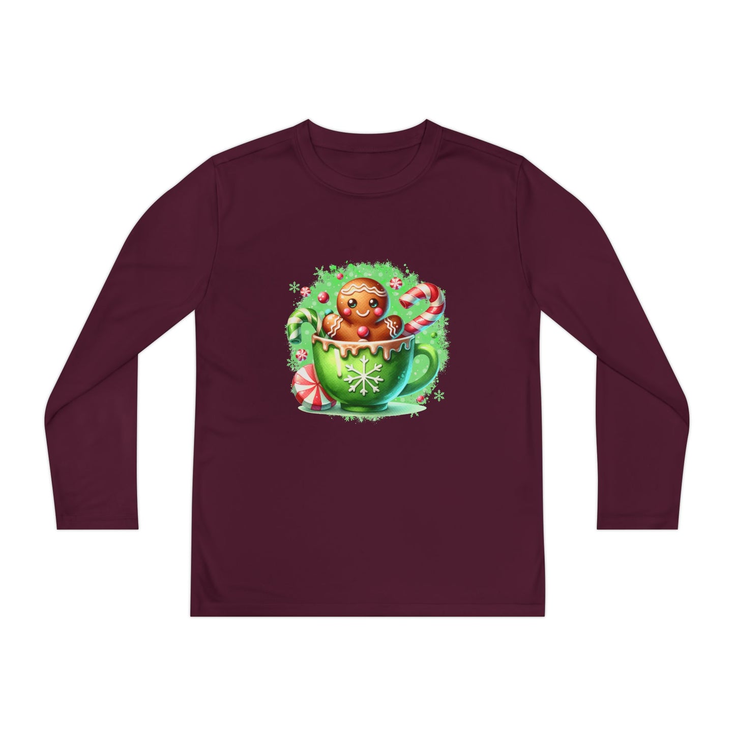 Gingerbread Holiday Long Sleeve Tee, Adorable Kids Shirt, Winter Apparel, Christmas Gift, Festive Youth Top