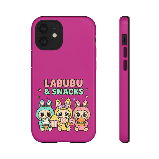 Cute Character Phone Case - Labubus & Snacks, Kawaii Accessories, Gift for Food Lovers, Fun Phone Cover, Cute Tech Gear