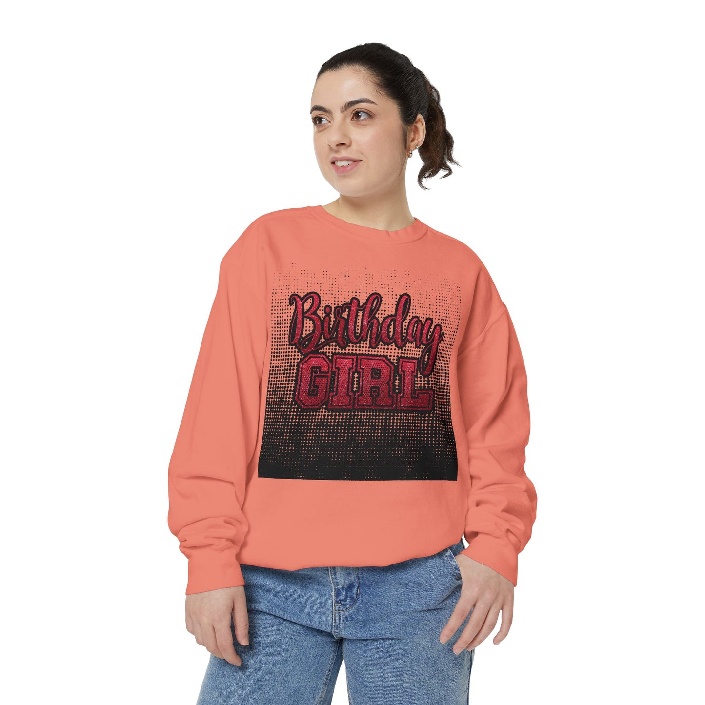 Birthday Girl Sweatshirt, Unisex Garment-Dyed Crewneck, Cozy Gift for Her, Celebration Apparel, Fun Birthday Outfit