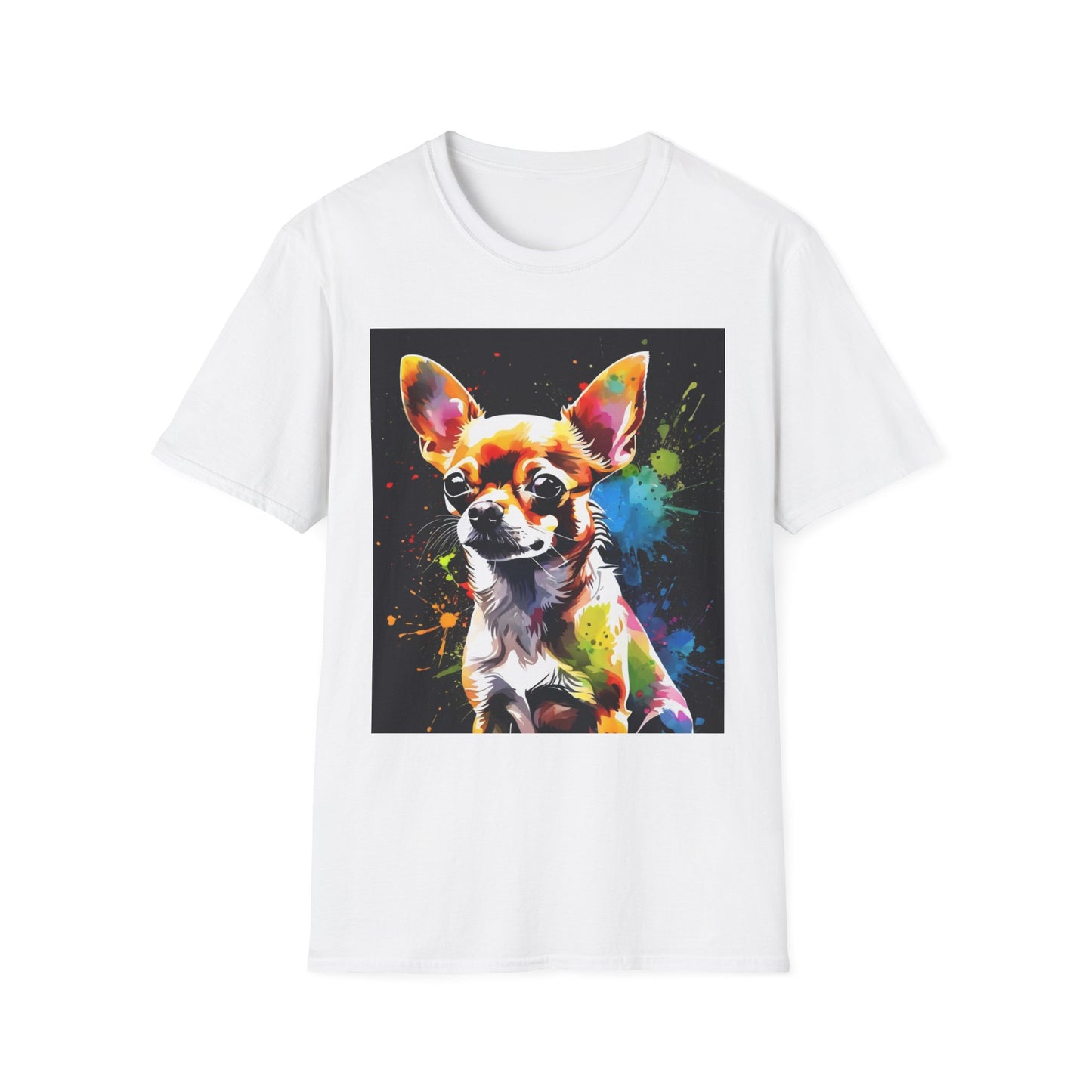 Colorful Chihuahua Art T-Shirt, Pet Lover Gift, Animal Lover Tee, Casual Wear, Unique Dog T-Shirt, Dog Mom Gift