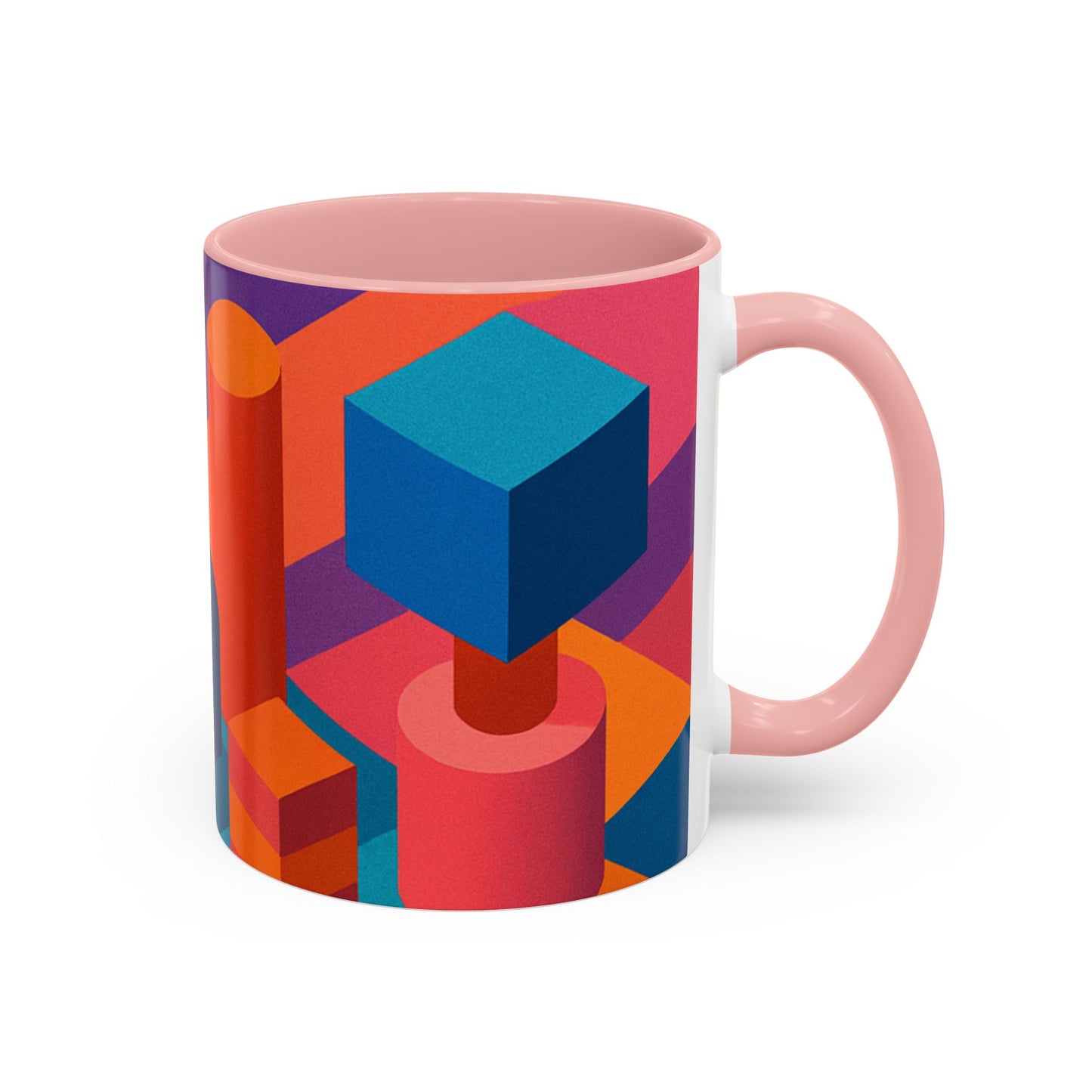 Vibrant Geometric Accent Coffee Mug, Colorful Ceramic Mug for Home or Office, Unique Gift for Birthdays, Holidays, Art Lovers