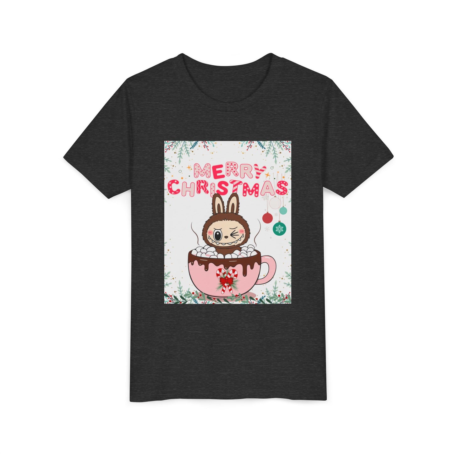 Christmas Bunny Youth Tee, Merry Christmas Shirt, Cute Holiday T-Shirt, Kids Christmas Apparel, Festive Youth Shirt