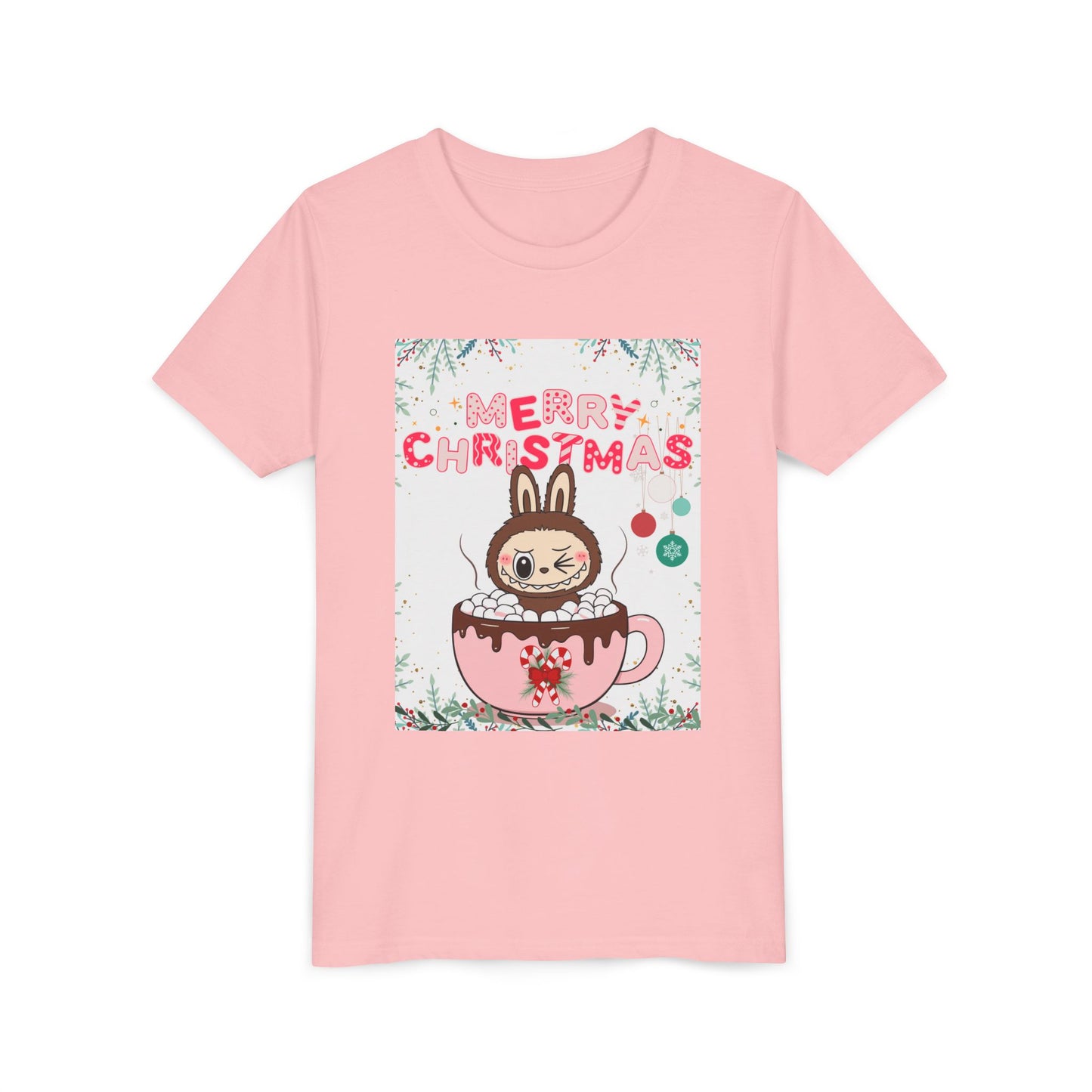 Christmas Bunny Youth Tee, Merry Christmas Shirt, Cute Holiday T-Shirt, Kids Christmas Apparel, Festive Youth Shirt