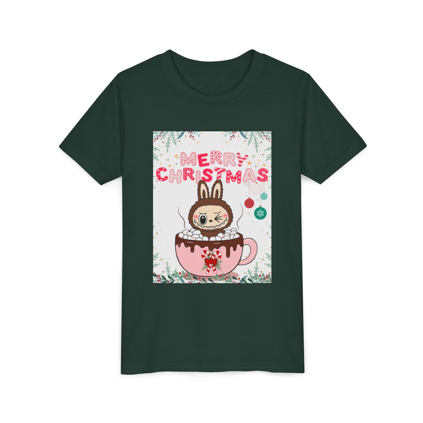 Christmas Bunny Youth Tee, Merry Christmas Shirt, Cute Holiday T-Shirt, Kids Christmas Apparel, Festive Youth Shirt