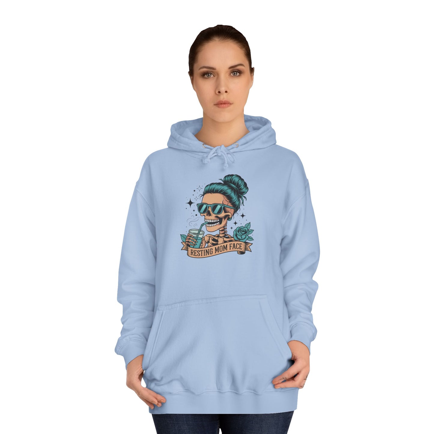 Resting mom face Trendy College Hoodie - Perfect for Campus Style, Gift for Students, Cozy Winter Wear, Unisex Culture Apparel, College Spirit Wear