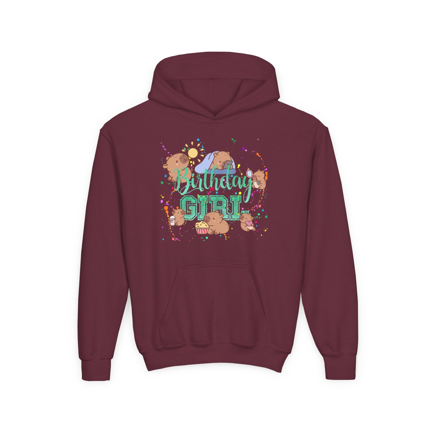 Cute Animal Girl Hoodie, Youth Sweatshirt for Girls, Fun Layer for Everyday, Birthday Gift, Cozy Winter Wear, Animal Lover Apparel