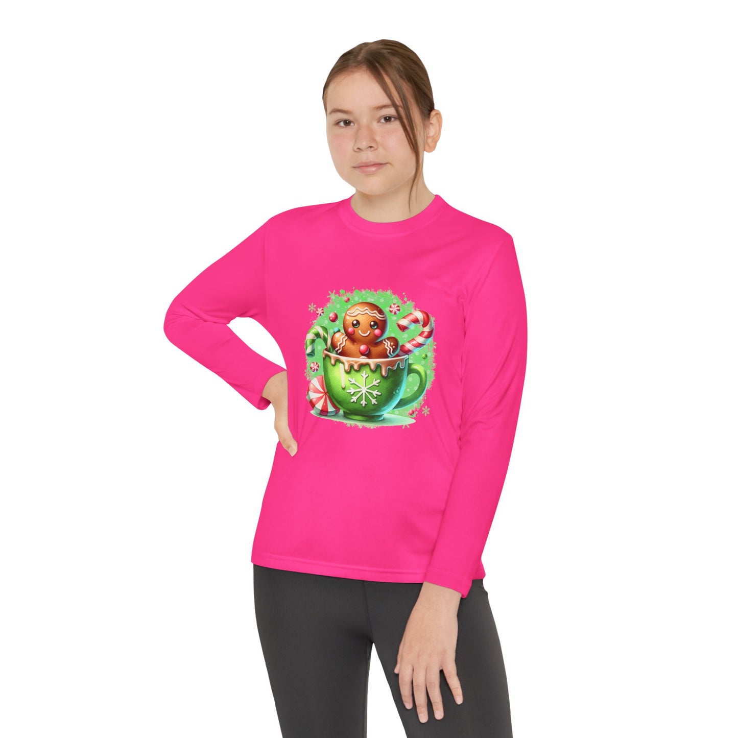 Gingerbread Holiday Long Sleeve Tee, Adorable Kids Shirt, Winter Apparel, Christmas Gift, Festive Youth Top