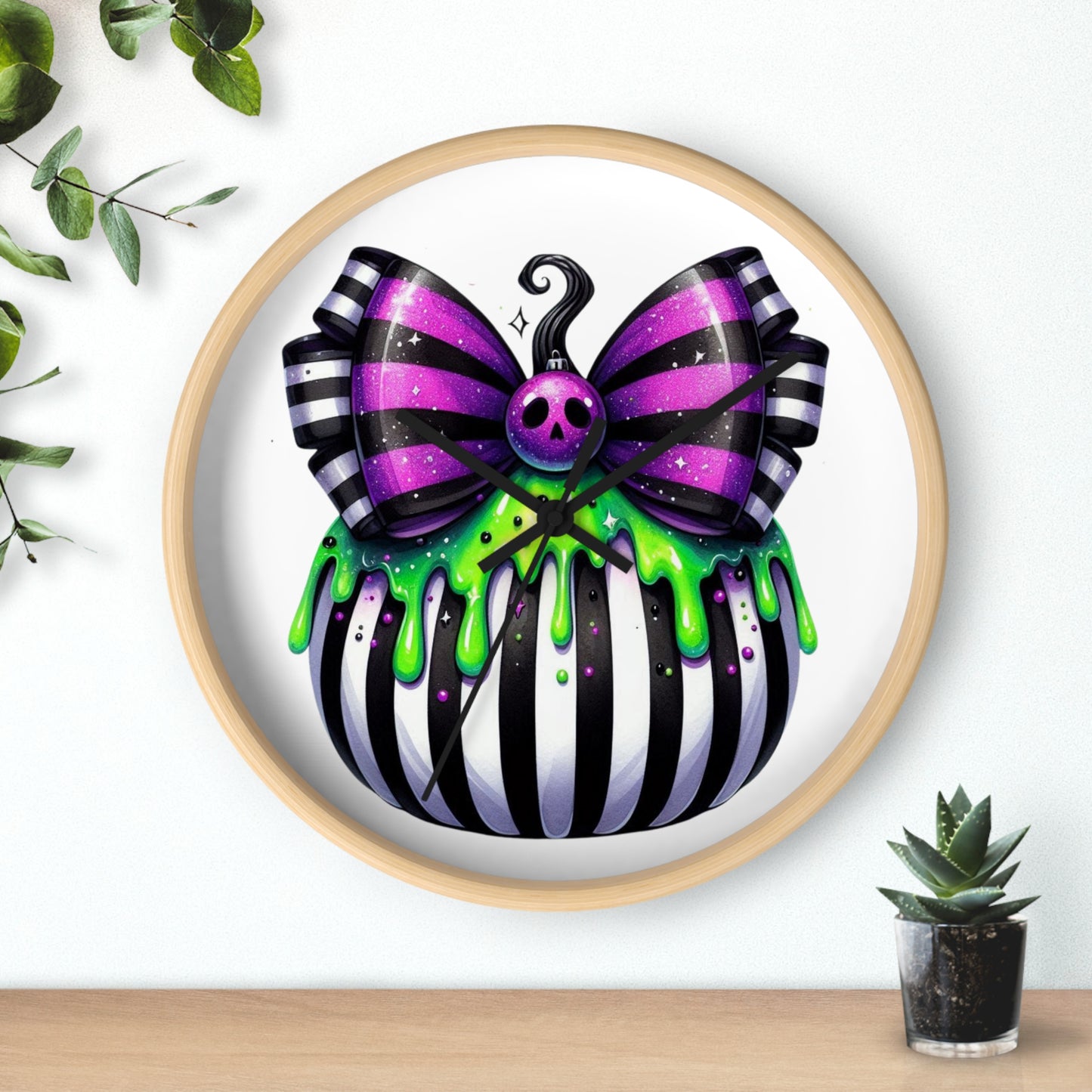 Halloween-Themed Wall Clock, Spooky Home Decor, Gothic Decor, Unique Gift for Halloween, Quirky Wall Art, Timeless Style