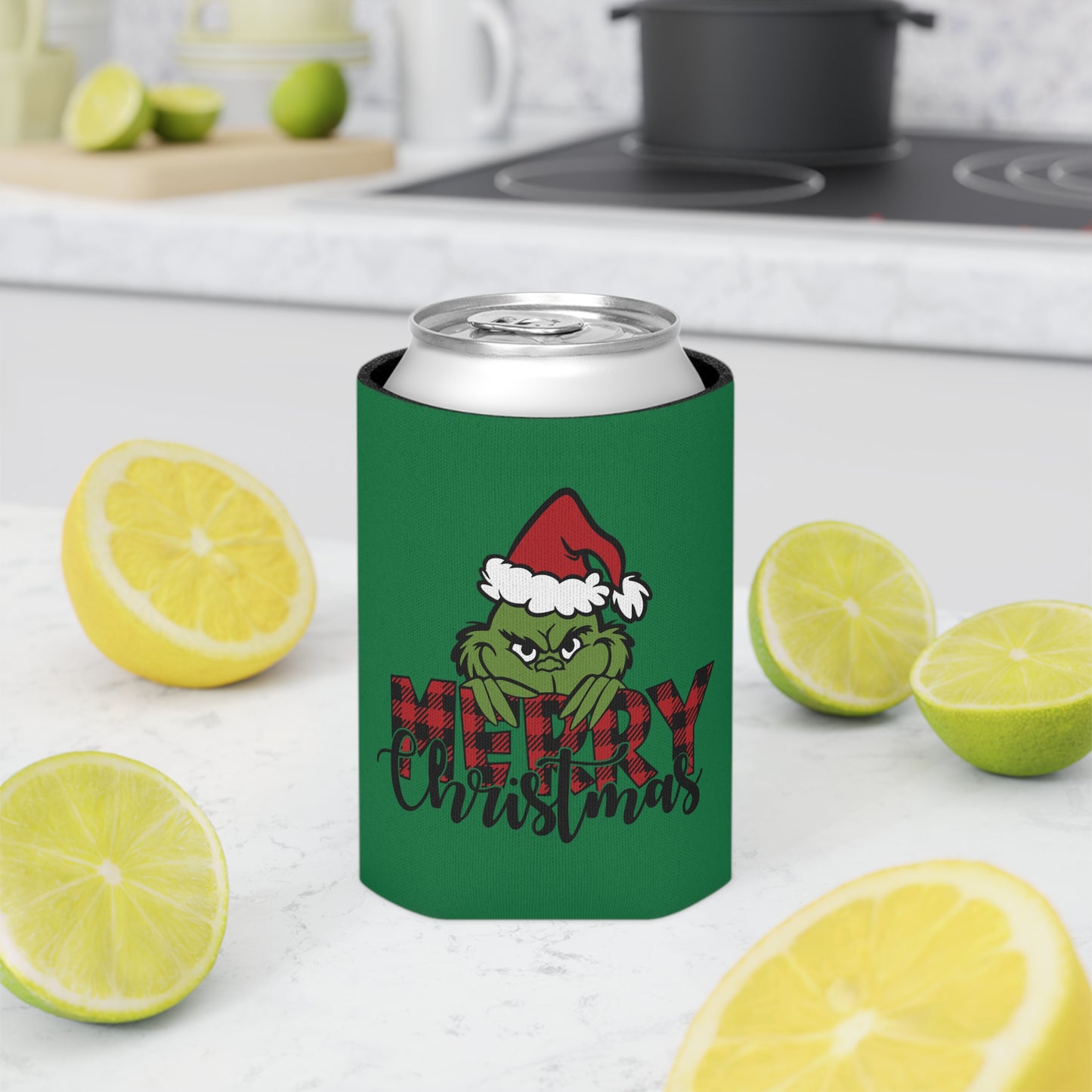 Grinch Holiday Can Cooler, Funny Drink Holder, Christmas Beer Sleeve, Gifts for Grinch Fans, Holiday Party Accessories