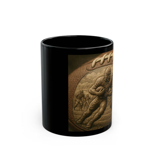 Football-Themed Black Mug for Sports Fans, 11oz & 15oz, Perfect for Game Day, Sports Gifts for Him/Her, Unique Coffee Cup
