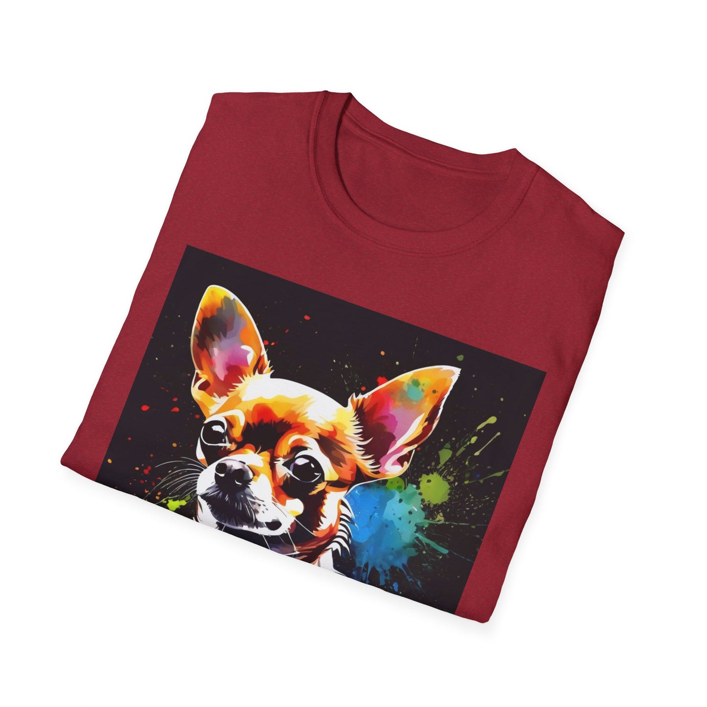 Colorful Chihuahua Art T-Shirt, Pet Lover Gift, Animal Lover Tee, Casual Wear, Unique Dog T-Shirt, Dog Mom Gift