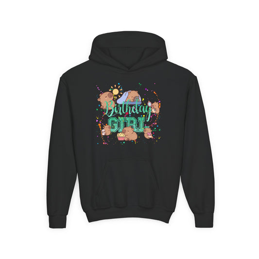 Cute Animal Girl Hoodie, Youth Sweatshirt for Girls, Fun Layer for Everyday, Birthday Gift, Cozy Winter Wear, Animal Lover Apparel