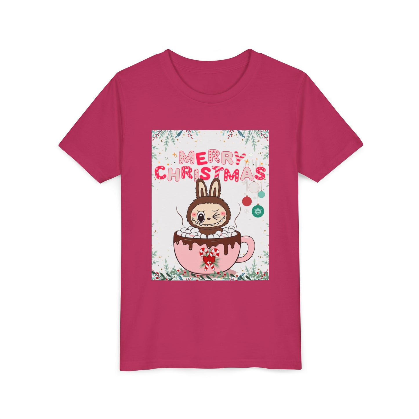 Christmas Bunny Youth Tee, Merry Christmas Shirt, Cute Holiday T-Shirt, Kids Christmas Apparel, Festive Youth Shirt