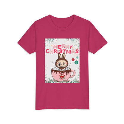 Christmas Bunny Youth Tee, Merry Christmas Shirt, Cute Holiday T-Shirt, Kids Christmas Apparel, Festive Youth Shirt