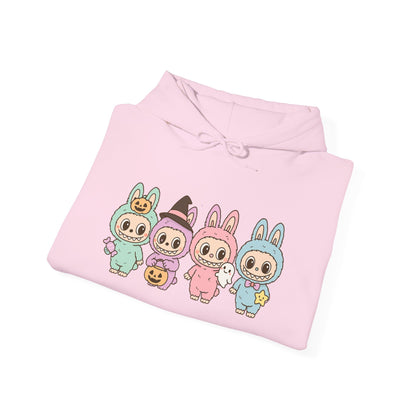Cute Bunny-Themed Unisex Hoodie, Cozy Animal Sweatshirt for Halloween, Gift for Animal Lovers, Casual Cute Apparel, Funny Graphic Sweatshirt