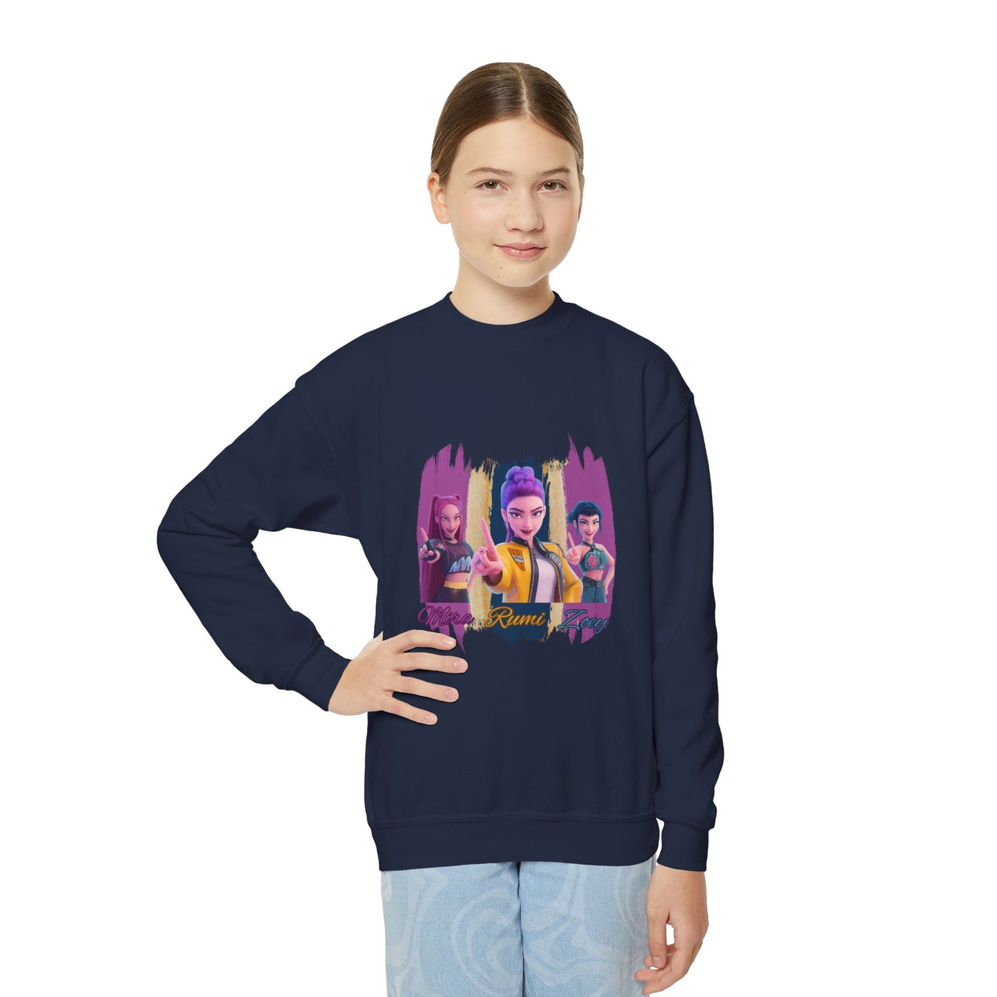 Vibrant Youth Crewneck Sweatshirt with Colorful Designs, Cozy Pullover for Kids, Unisex Sweatshirt, Great for Gifts, Cool Streetwear