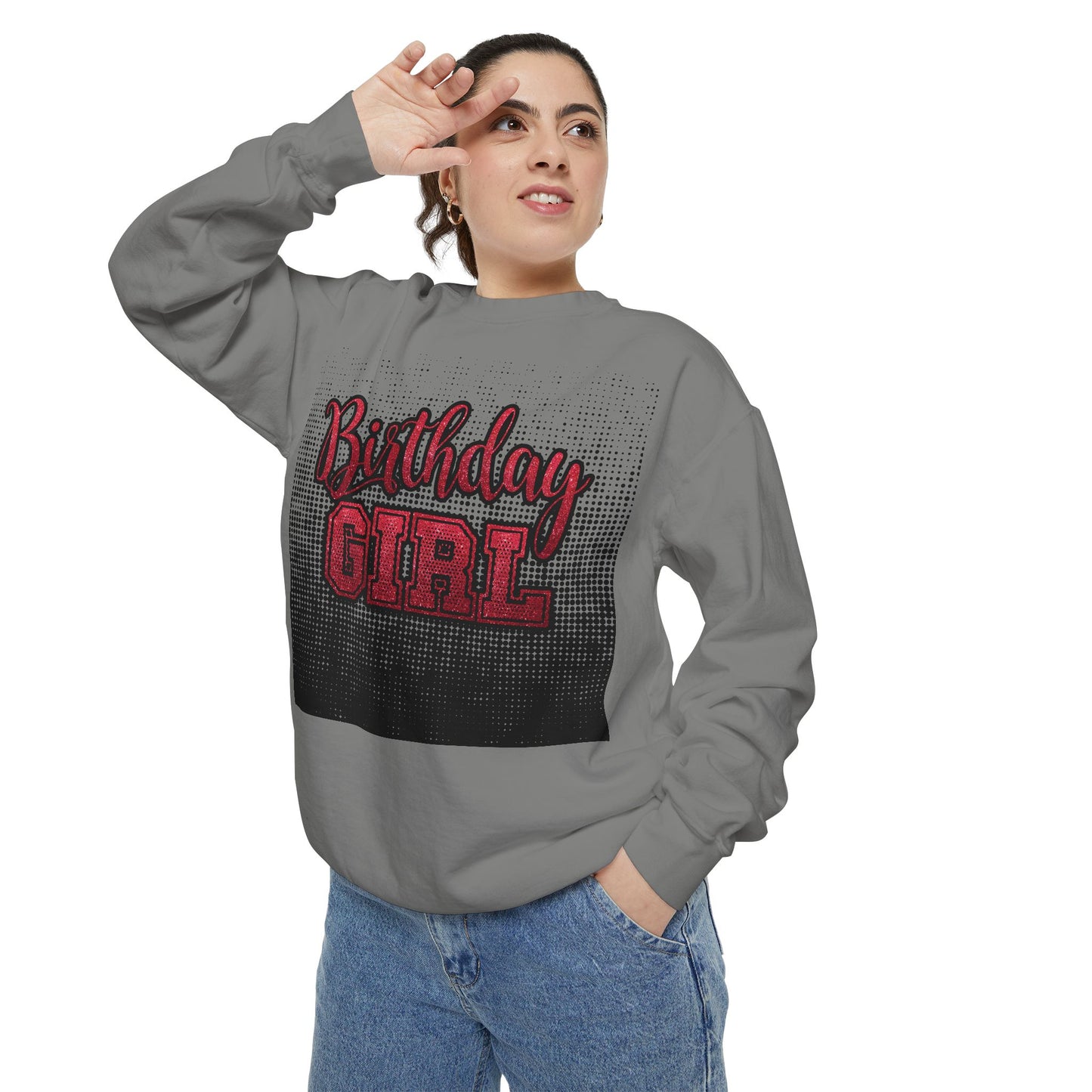 Birthday Girl Sweatshirt, Unisex Garment-Dyed Crewneck, Cozy Gift for Her, Celebration Apparel, Fun Birthday Outfit