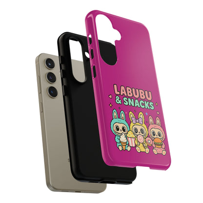 Cute Character Phone Case - Labubus & Snacks, Kawaii Accessories, Gift for Food Lovers, Fun Phone Cover, Cute Tech Gear