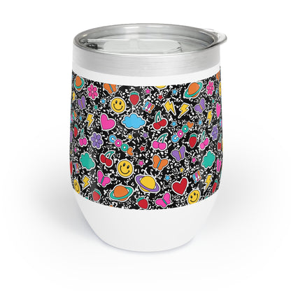 Chill Wine Tumbler, Fun Vibe Wine Cup, Colorful Travel Tumbler, Gift for Wine Lovers, Summer Picnic Essential