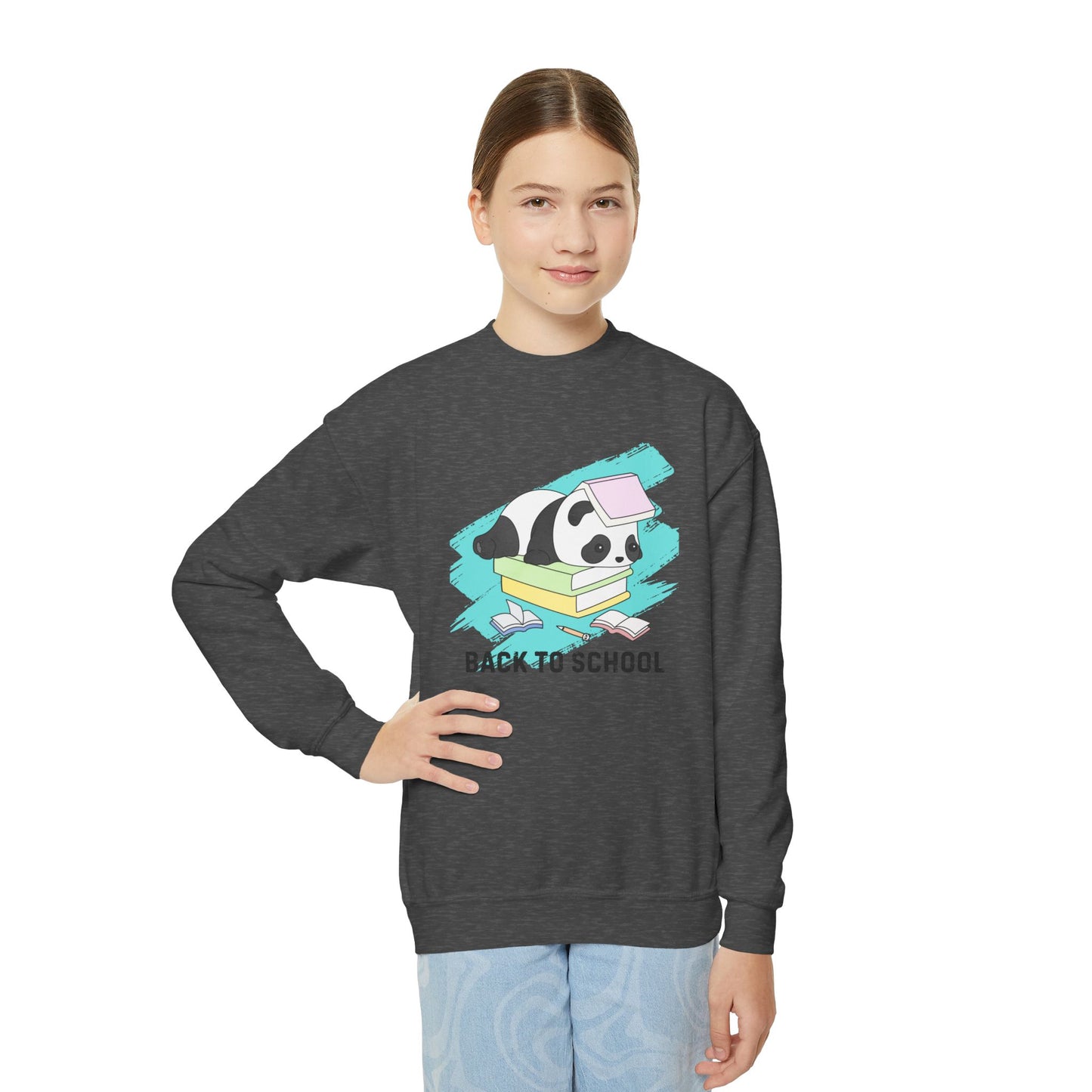 Youth Crewneck Sweatshirt - Back to School Panda, Cute Sweatshirt for Kids, Cozy Back to School Gift, Adorable Animal Design, Cute [...]