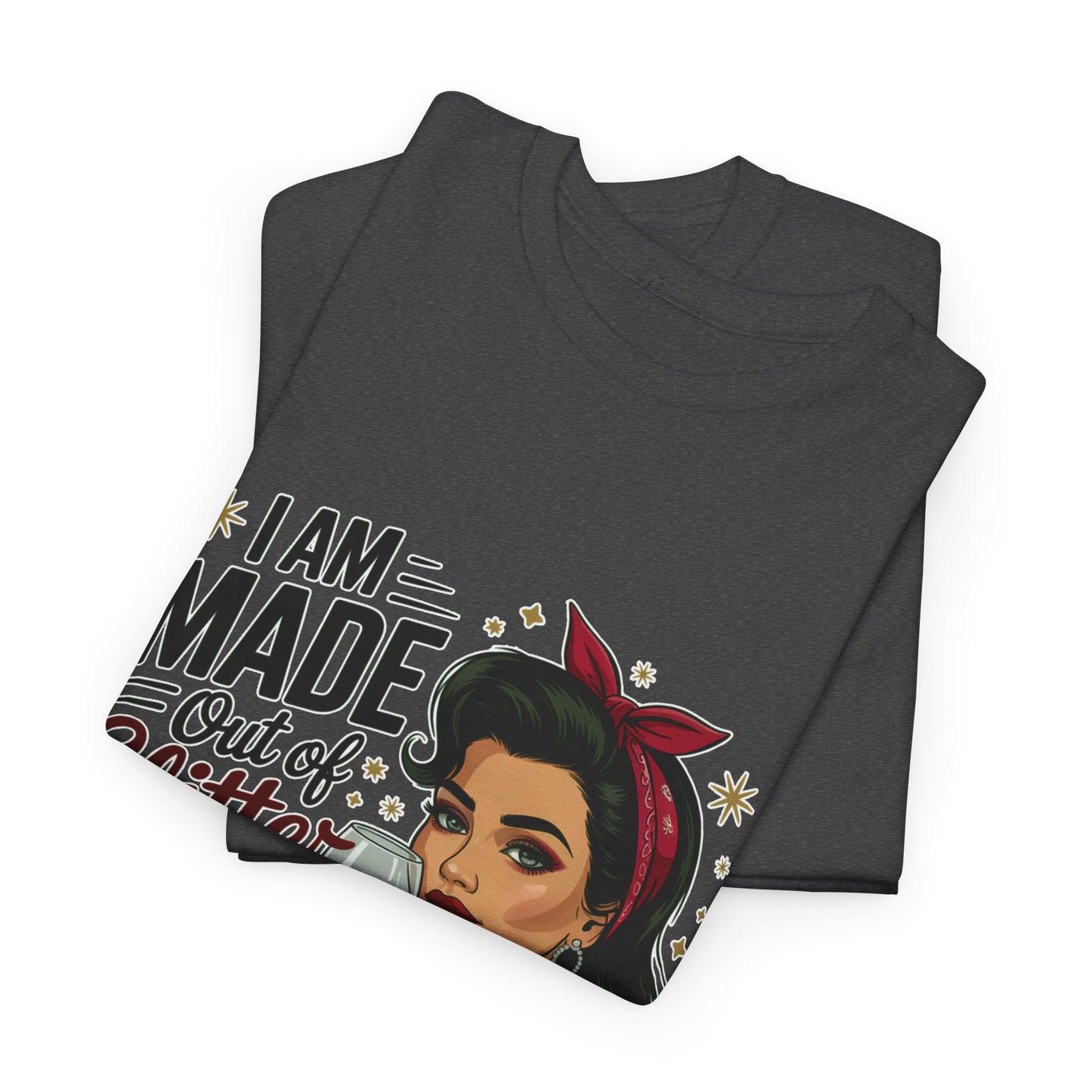 Glitter Wine & Anxiety Tee, Fun Unisex Cotton T-Shirt, Casual Gift for Wine Lovers, Relaxed Fit for Parties, Statement Top