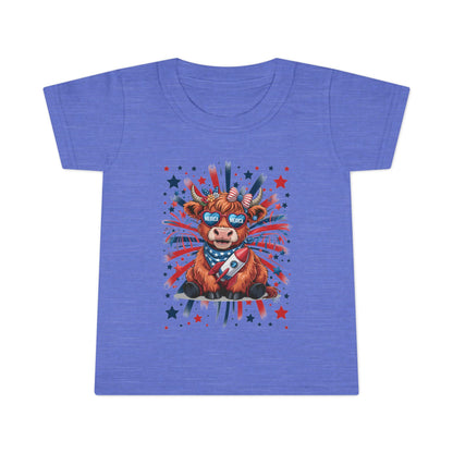 Patriotic Toddler T-Shirt with Cool Cow Design, Kids Independence Day Shirt, Baby Gift, Toddler Summer Top, Cute Animal Graphic Tee
