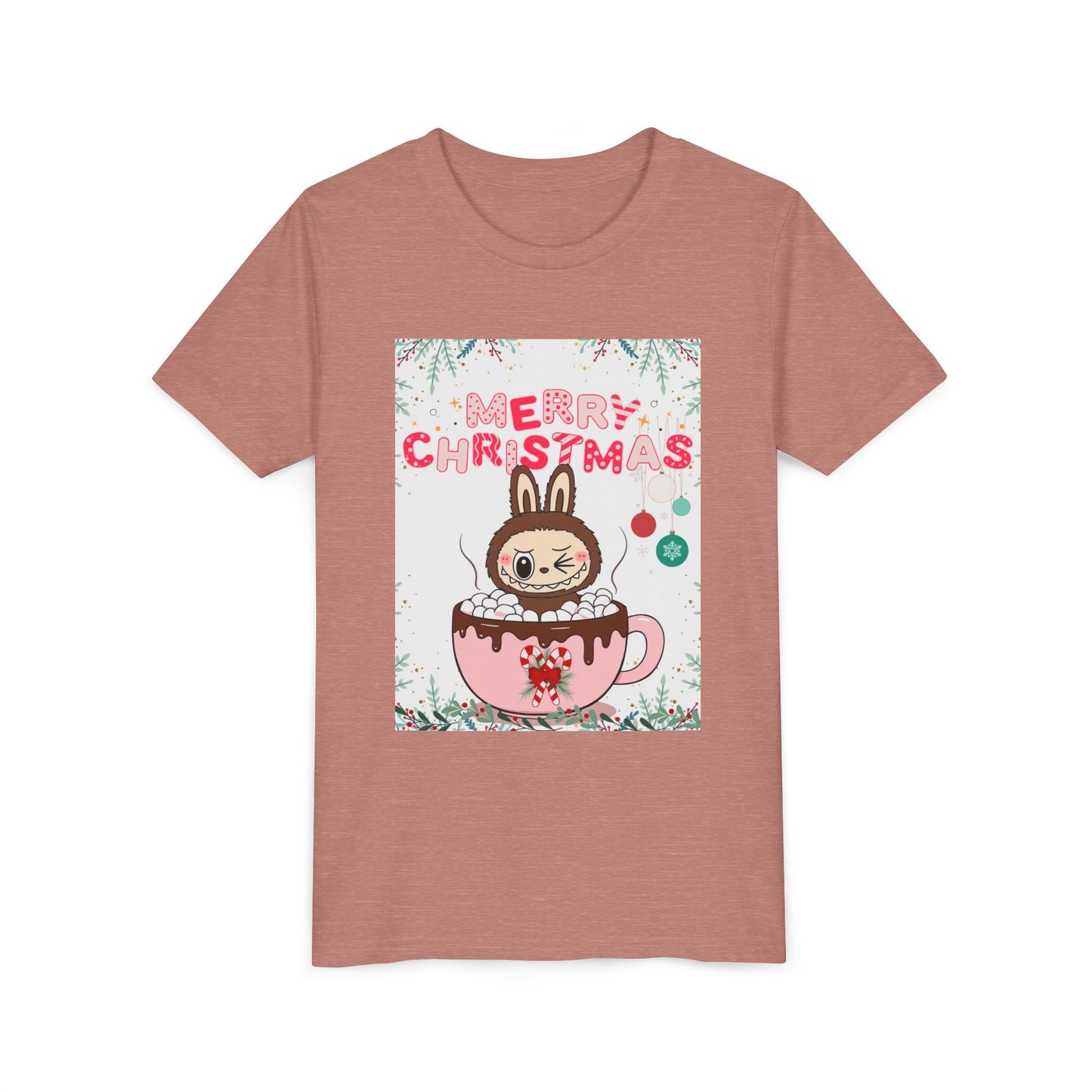 Christmas Bunny Youth Tee, Merry Christmas Shirt, Cute Holiday T-Shirt, Kids Christmas Apparel, Festive Youth Shirt