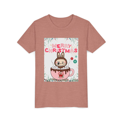Christmas Bunny Youth Tee, Merry Christmas Shirt, Cute Holiday T-Shirt, Kids Christmas Apparel, Festive Youth Shirt