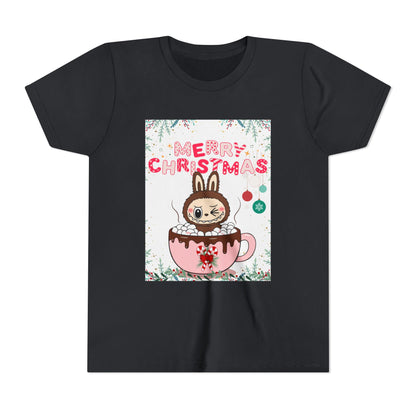 Christmas Bunny Youth Tee, Merry Christmas Shirt, Cute Holiday T-Shirt, Kids Christmas Apparel, Festive Youth Shirt