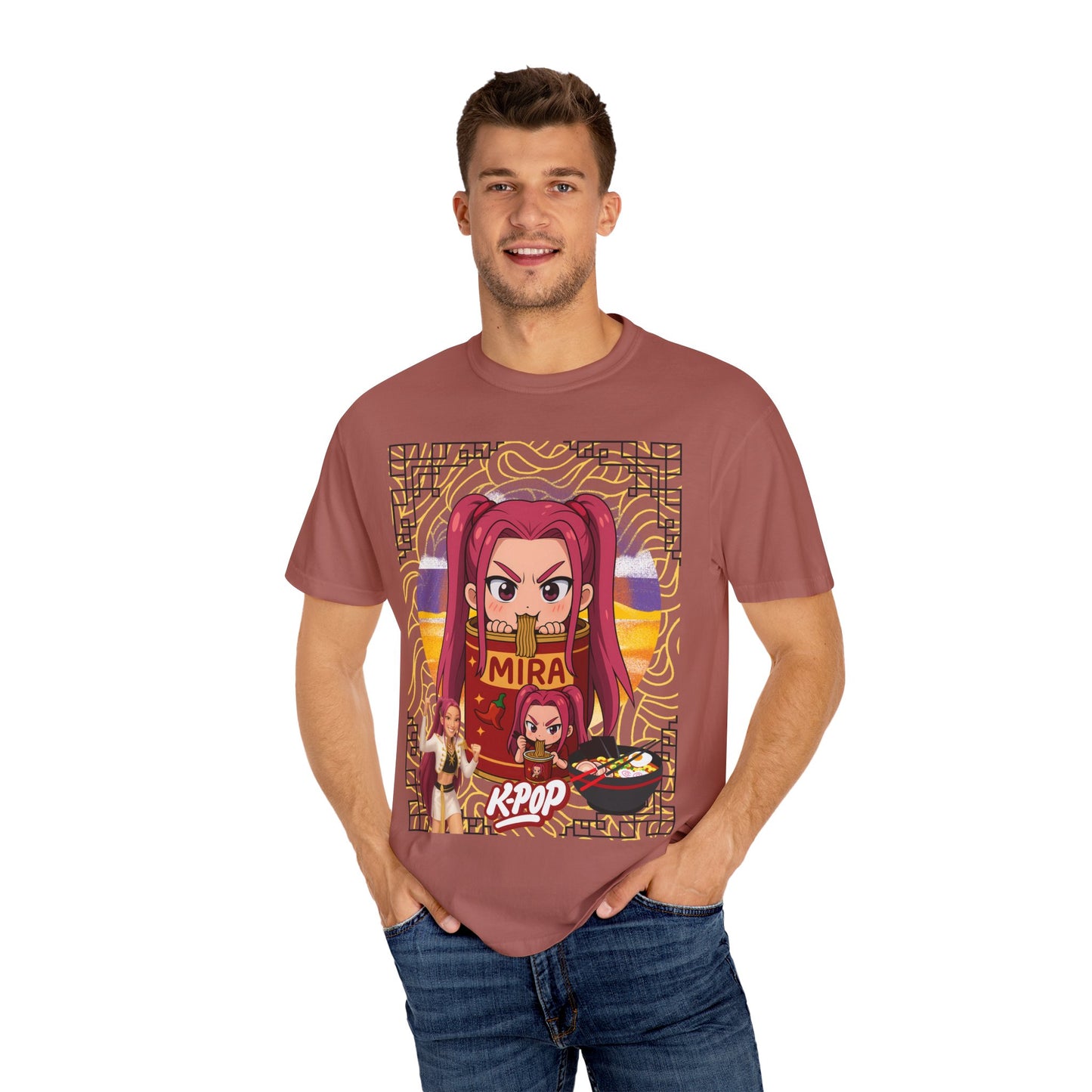 K-Pop Inspired Garment-Dyed T-Shirt, Trendy Streetwear, Anime Fan Apparel, Casual Wear, Gifts for Music Lovers