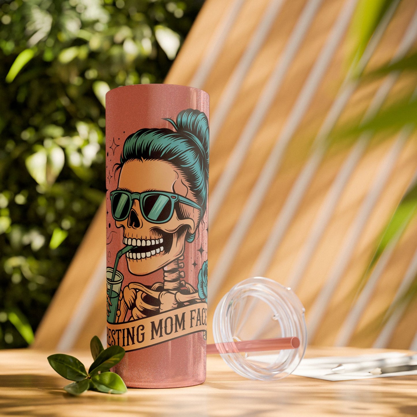 Funny Skull Mom Tumbler, Cool Gift for Moms, 20oz Skinny Cup, Unique Birthday Present, Trendy Drinkware for Halloween