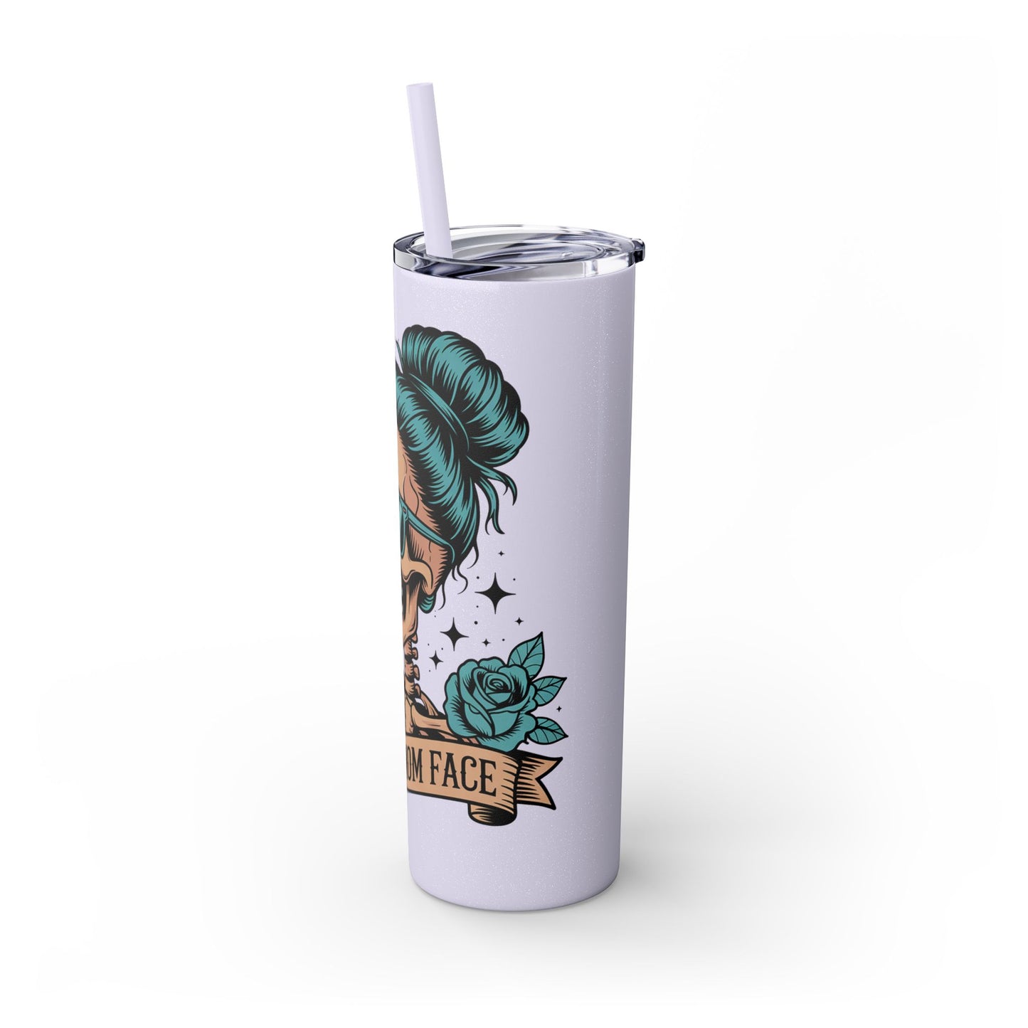Funny Skull Mom Tumbler, Cool Gift for Moms, 20oz Skinny Cup, Unique Birthday Present, Trendy Drinkware for Halloween