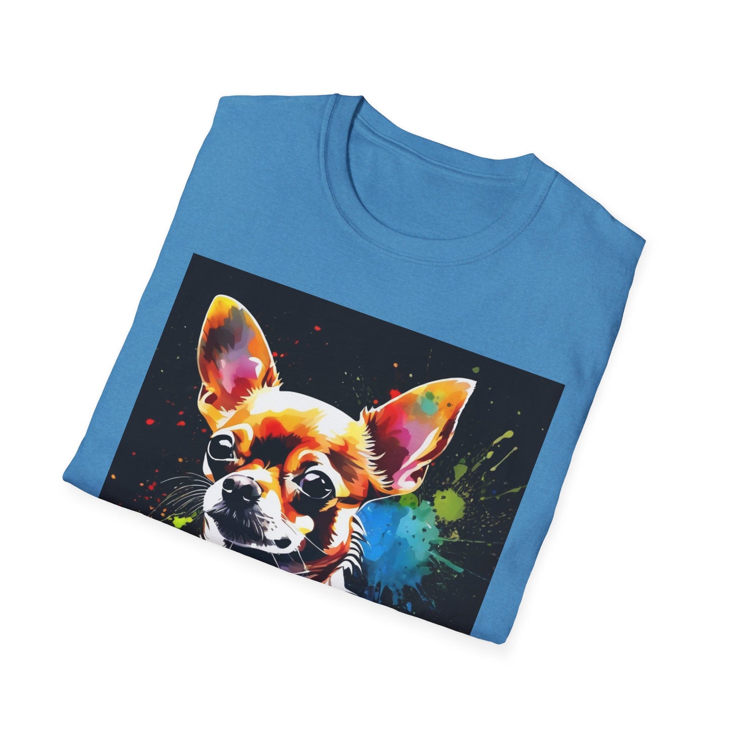Colorful Chihuahua Art T-Shirt, Pet Lover Gift, Animal Lover Tee, Casual Wear, Unique Dog T-Shirt, Dog Mom Gift