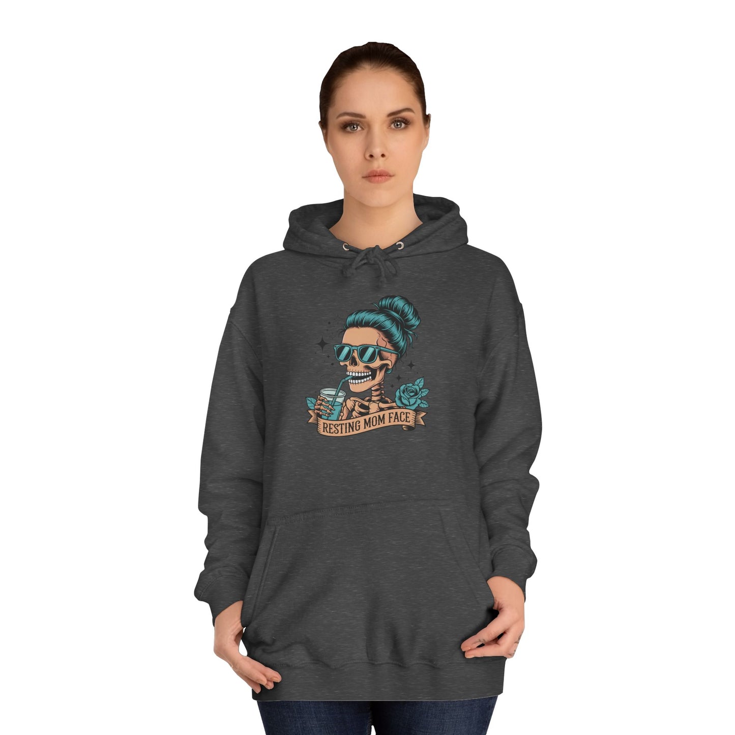 Resting mom face Trendy College Hoodie - Perfect for Campus Style, Gift for Students, Cozy Winter Wear, Unisex Culture Apparel, College Spirit Wear