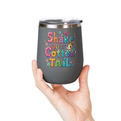 Colorful Easter Wine Tumbler | Shake Your Cotton Tail | Gift for Bunny Lovers, Party Accessories, Spring Celebrations, Cute Drinkware